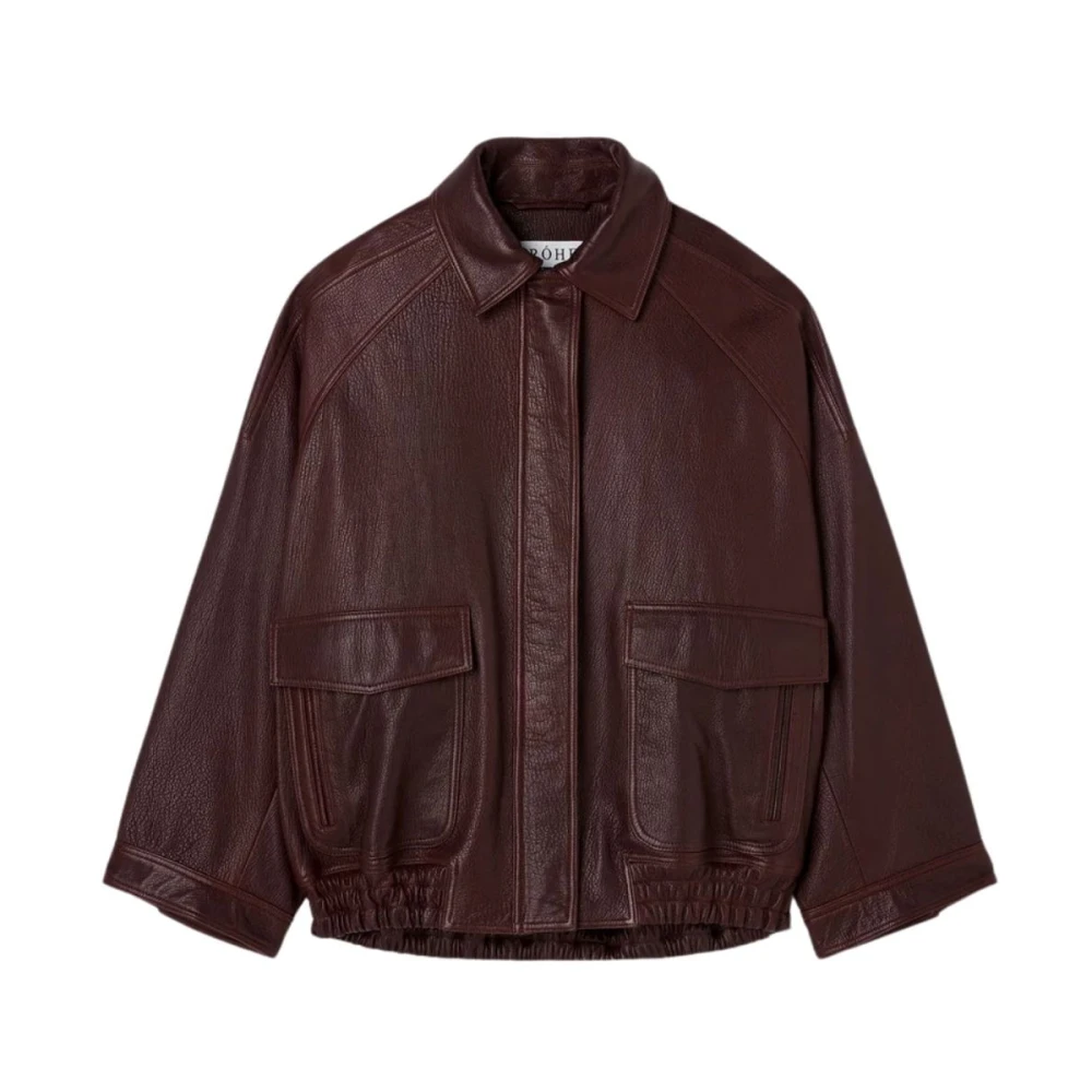 Róhe , Leather Jackets, Female, Brown, S, Grain Leather Aviator Jacket