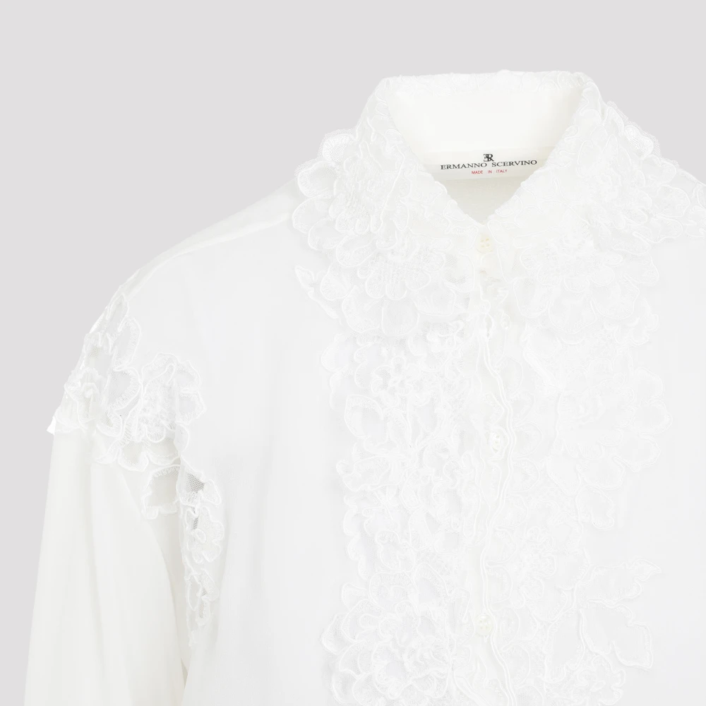 Ermanno Scervino Witte Zijden Overhemd Elegante Stijl White Dames