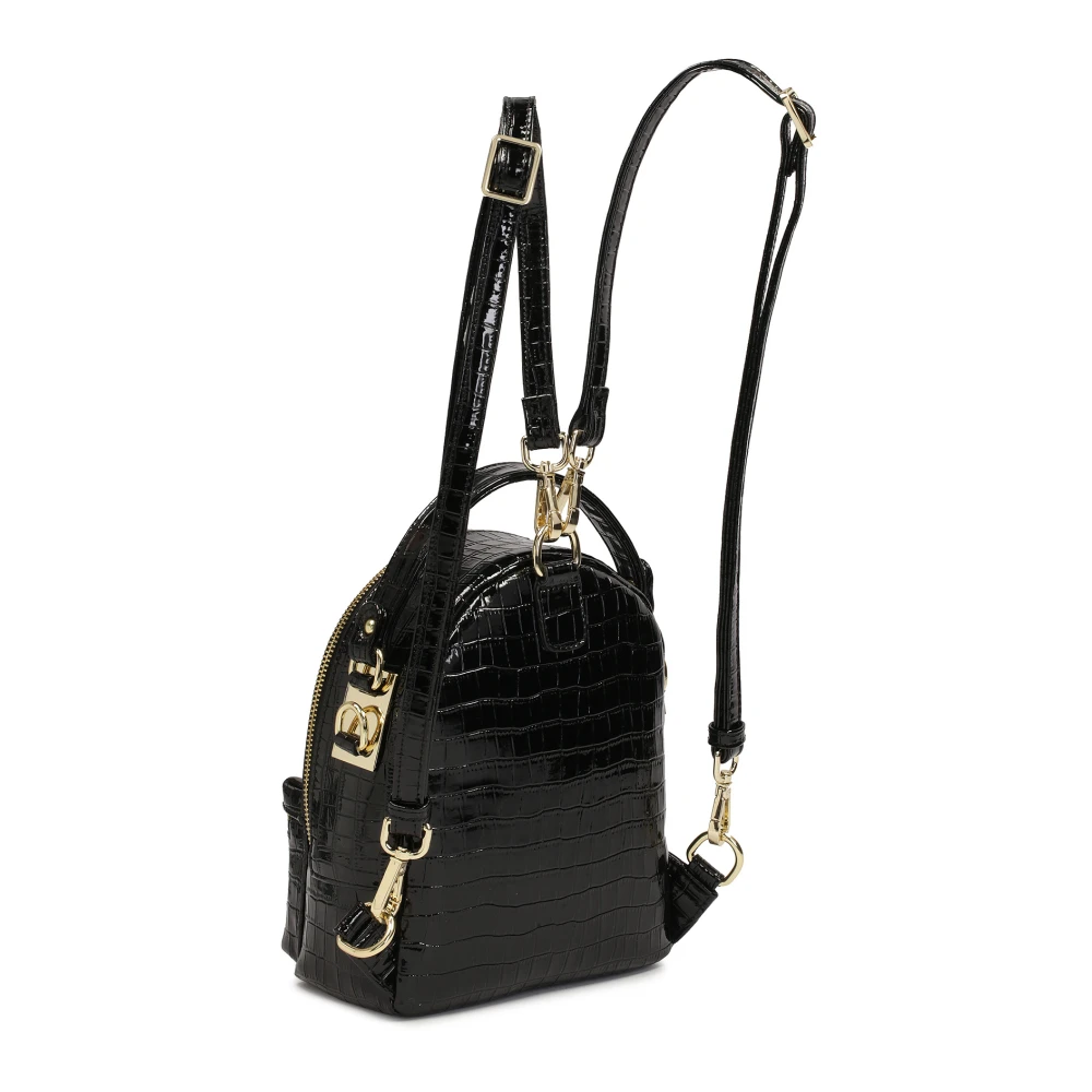 Kazar Compacte 2-in-1 reliëflederen rugzak Black Dames