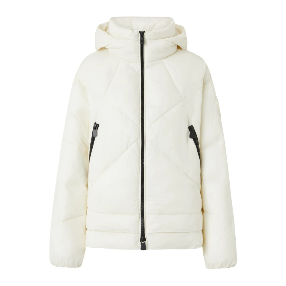 Pinko Korte Gewatteerde Hoodie Jas White Dames