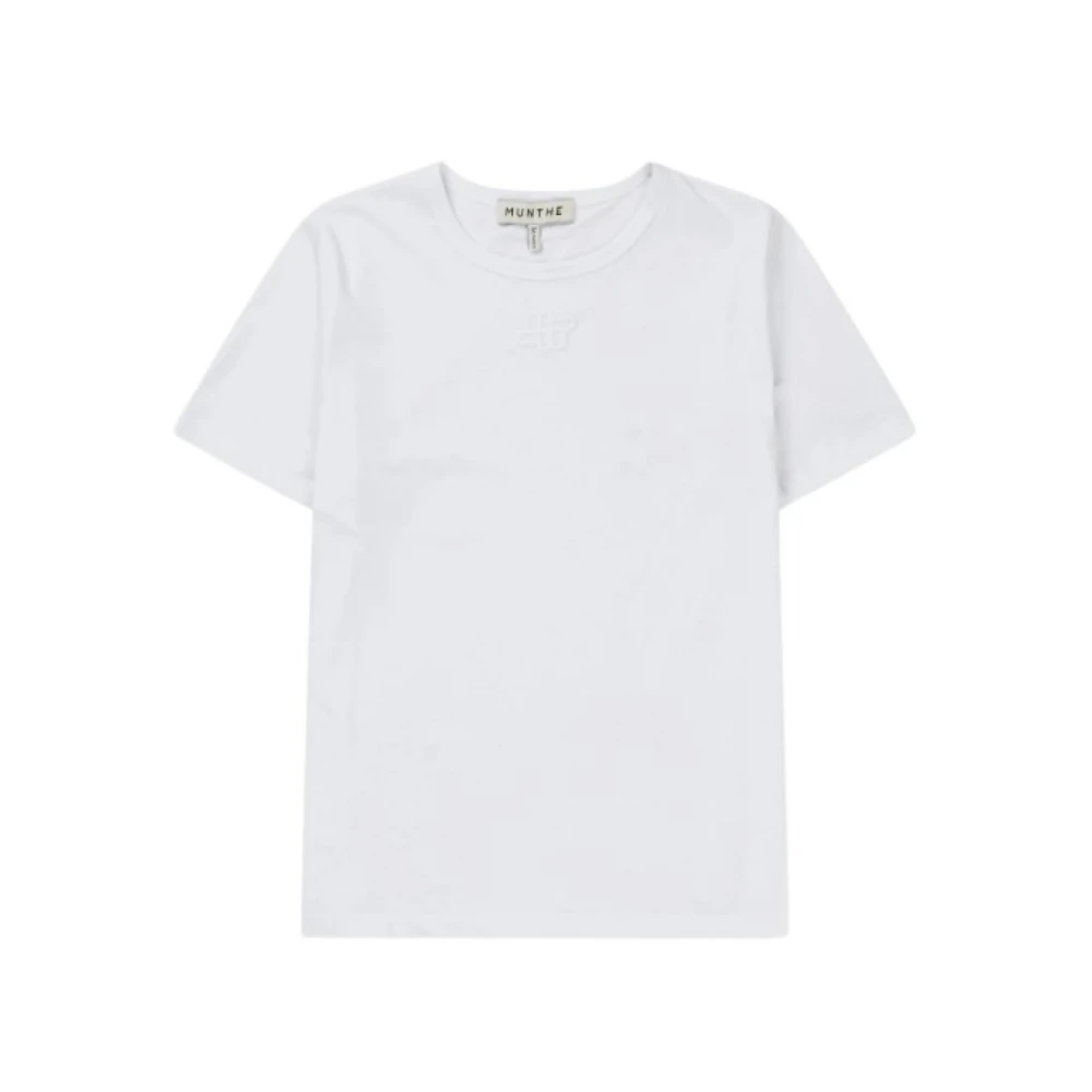 Munthe Biologisch Katoen Geborduurd T-shirt White Dames