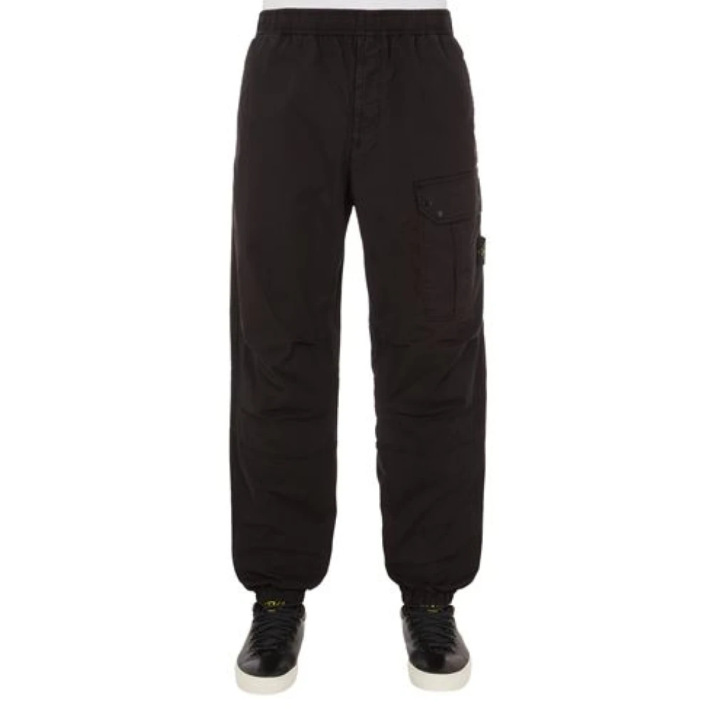 Stone Island Supima Katoen Twill Stretch Jogger Broek Black Heren