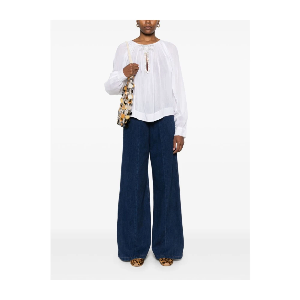 Forte Indigo Blauw Elastische Taille Broek Blue Dames