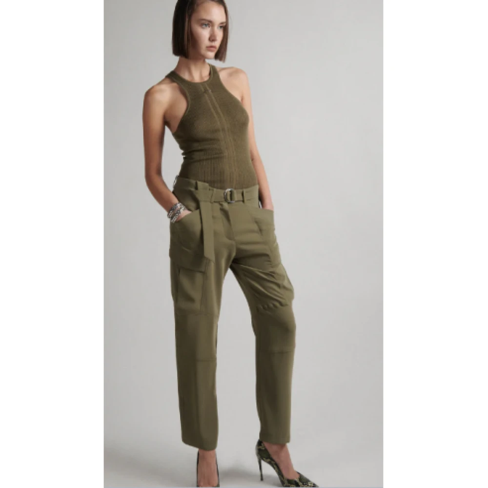 Barbara Bui Luxe Khaki Broek Montpellier Coqueline Stijl Green Dames