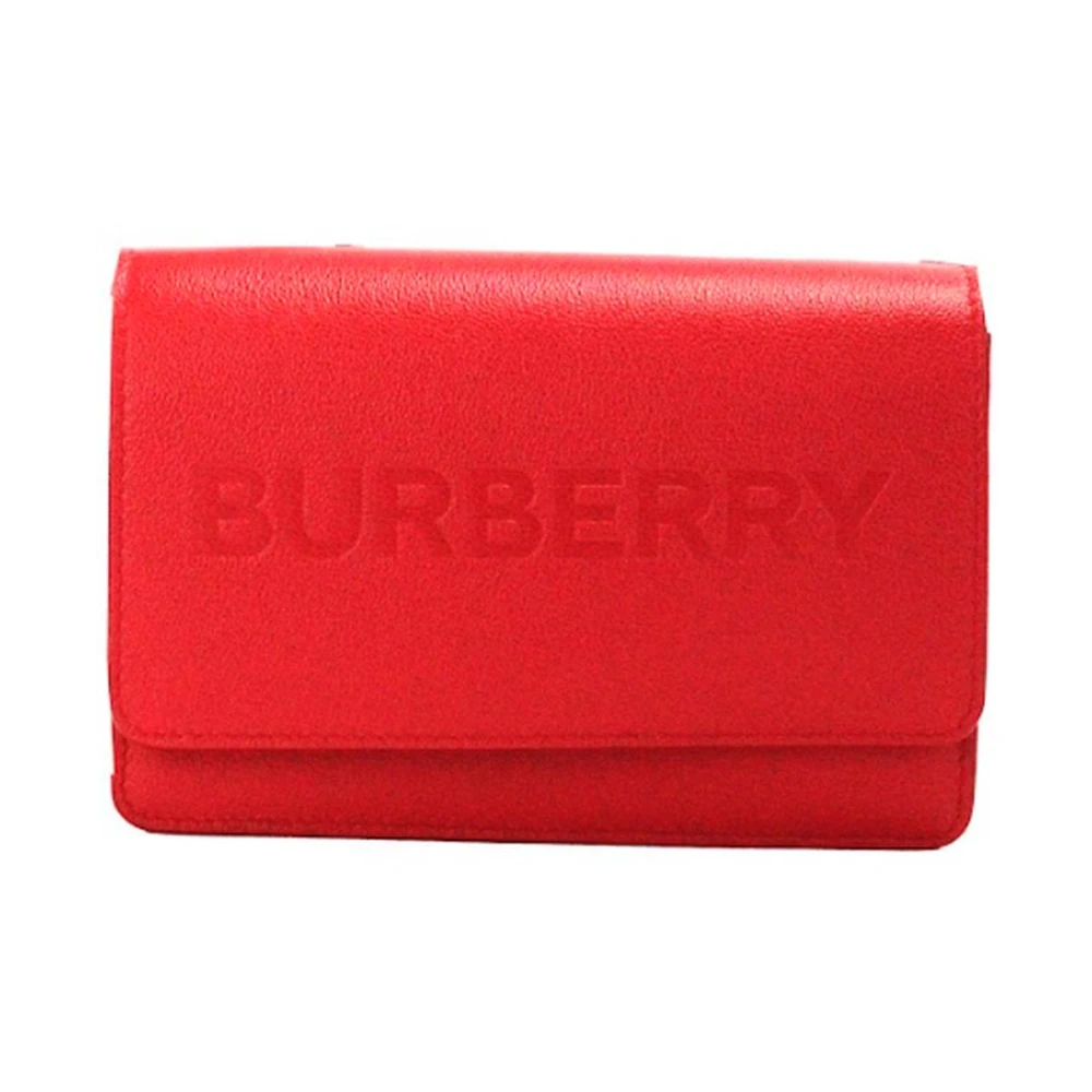 Burberry Rode Leren Crossbody Tas met Ingelegd Logo Red Dames