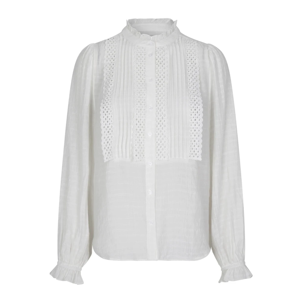 Lollys Laundry Geborduurde Blouse met Ruches Wit White Dames