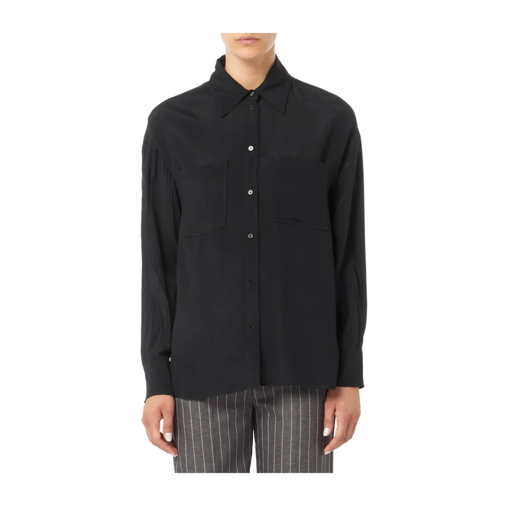 Pennyblack Zwarte Zijden Overhemd Elegante Stijl Black Dames