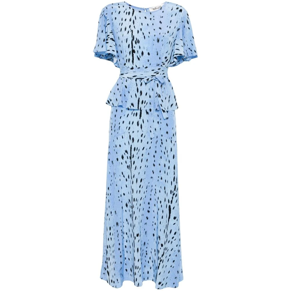 Diane Von Furstenberg Blauw Zwart Abstract Print Jurk Blue Dames