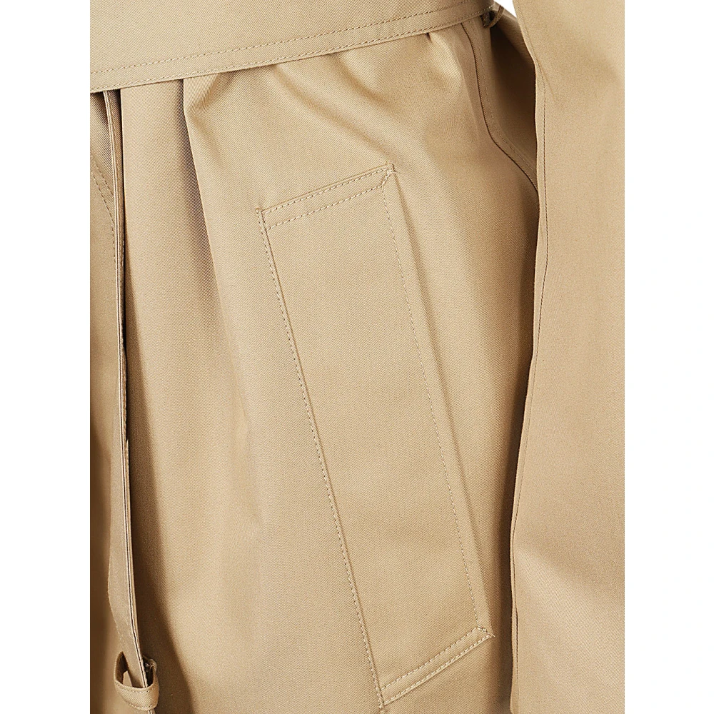 Max Mara Weekend Beige Gabardine Regenjas met Knoopsluiting Beige Dames