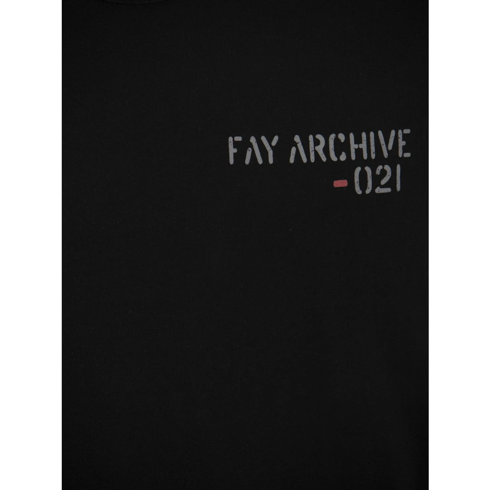 Fay Logo Print Crew Neck T-Shirt Black Heren