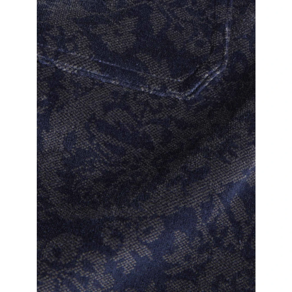 ETRO Blauwe Bloemen Paisley Overhemd Blue Heren