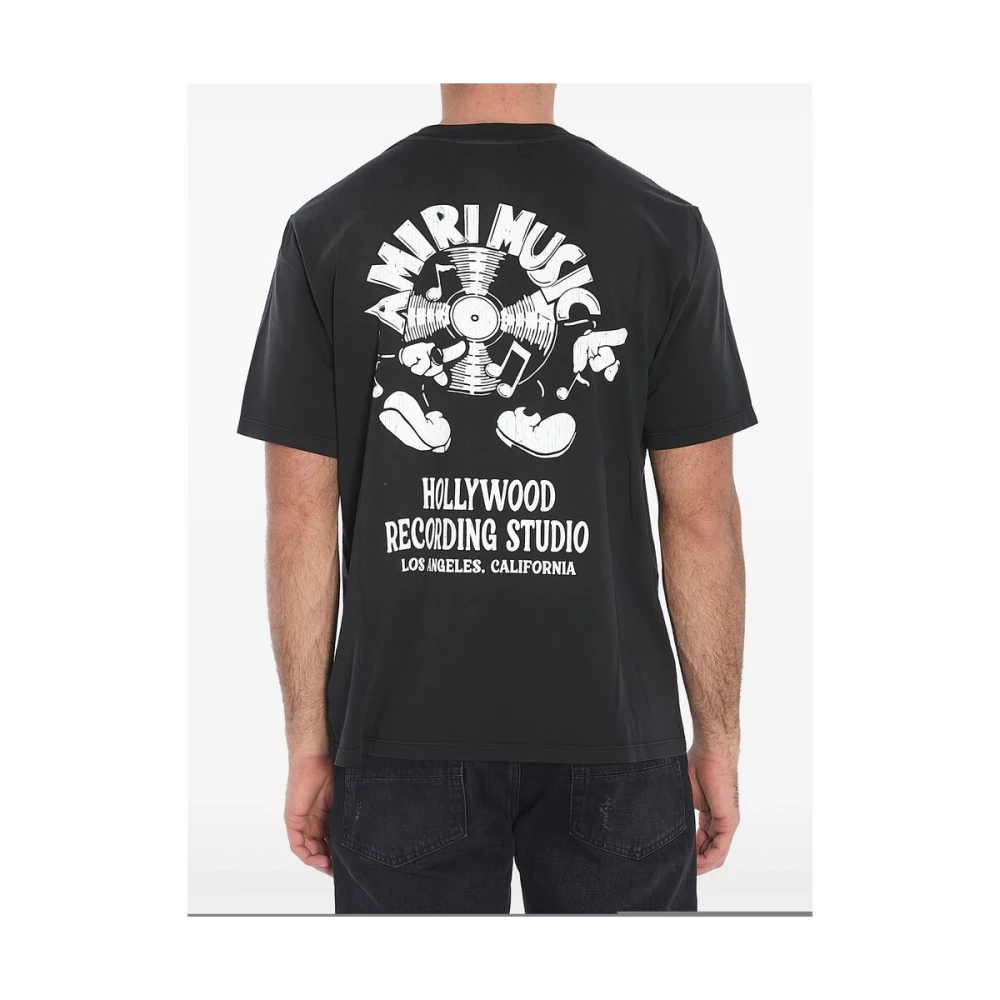 Amiri Zwart Logo Print Ronde Hals T-shirt Black Heren