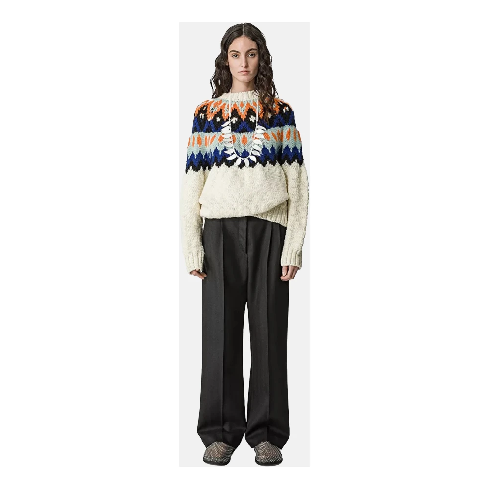 Forte Hoge taille wollen broek met plooien Black Dames