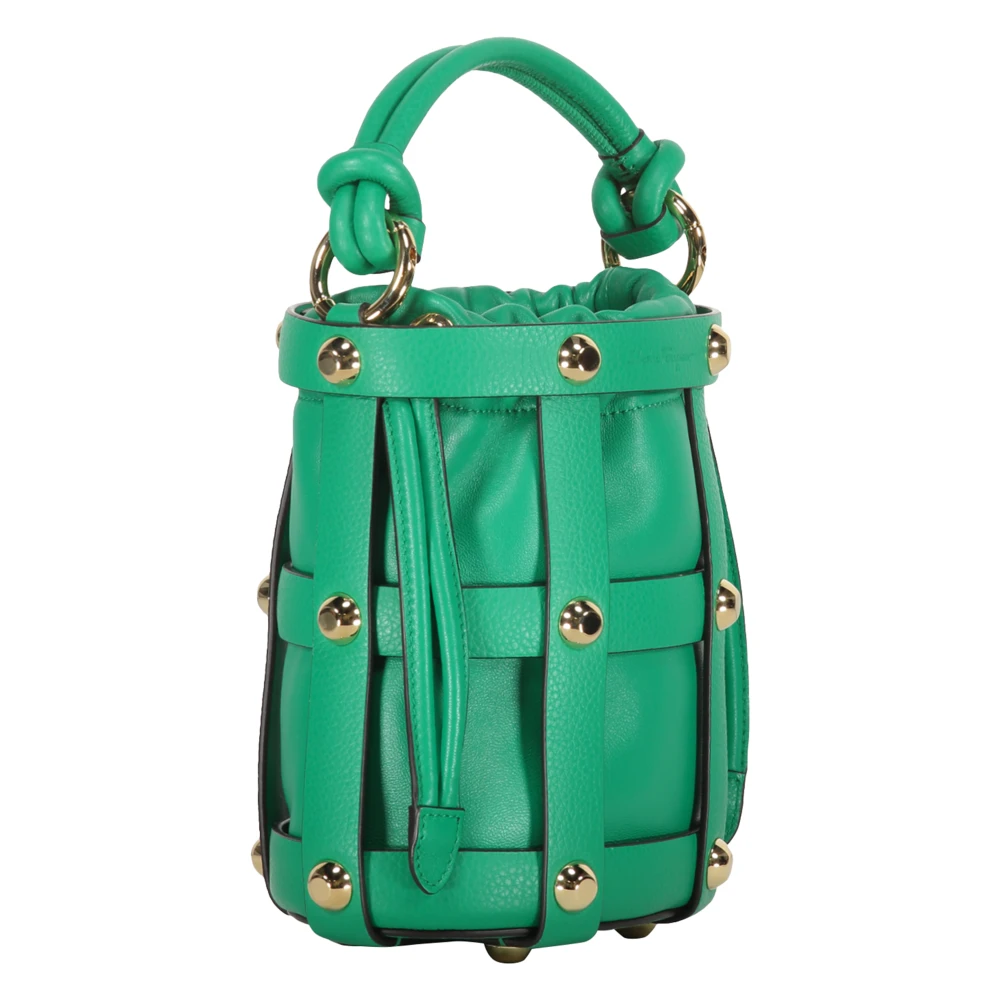 Salvatore Ferragamo Studded Leather Bucket Bag Green Dames