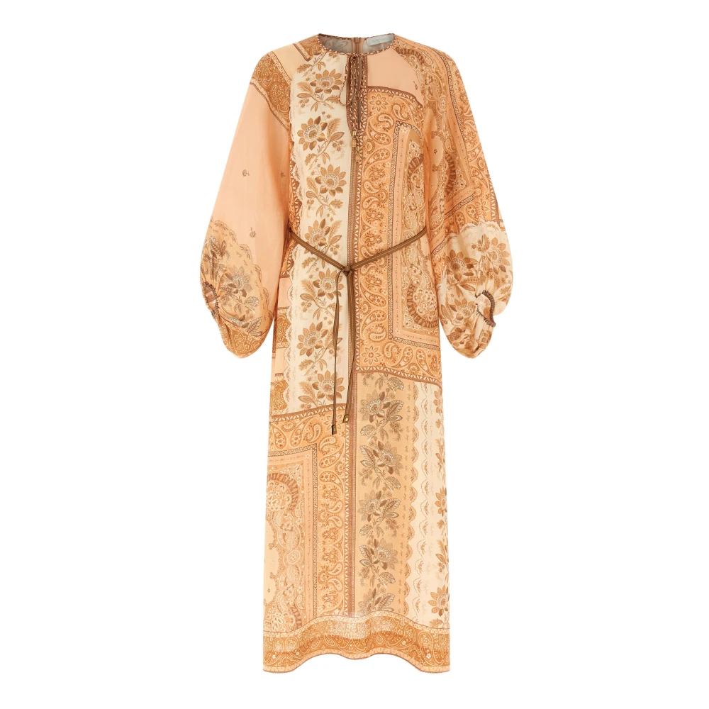 Zimmermann Women's Multicolor Maxi Dresses, Xs, Lucky Tunic Midi Linen Dress
