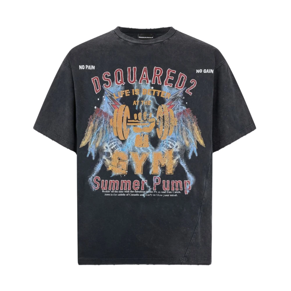 Dsquared2 Black T-Shirts, Male, L, Rock Wash Iron T-Shirt