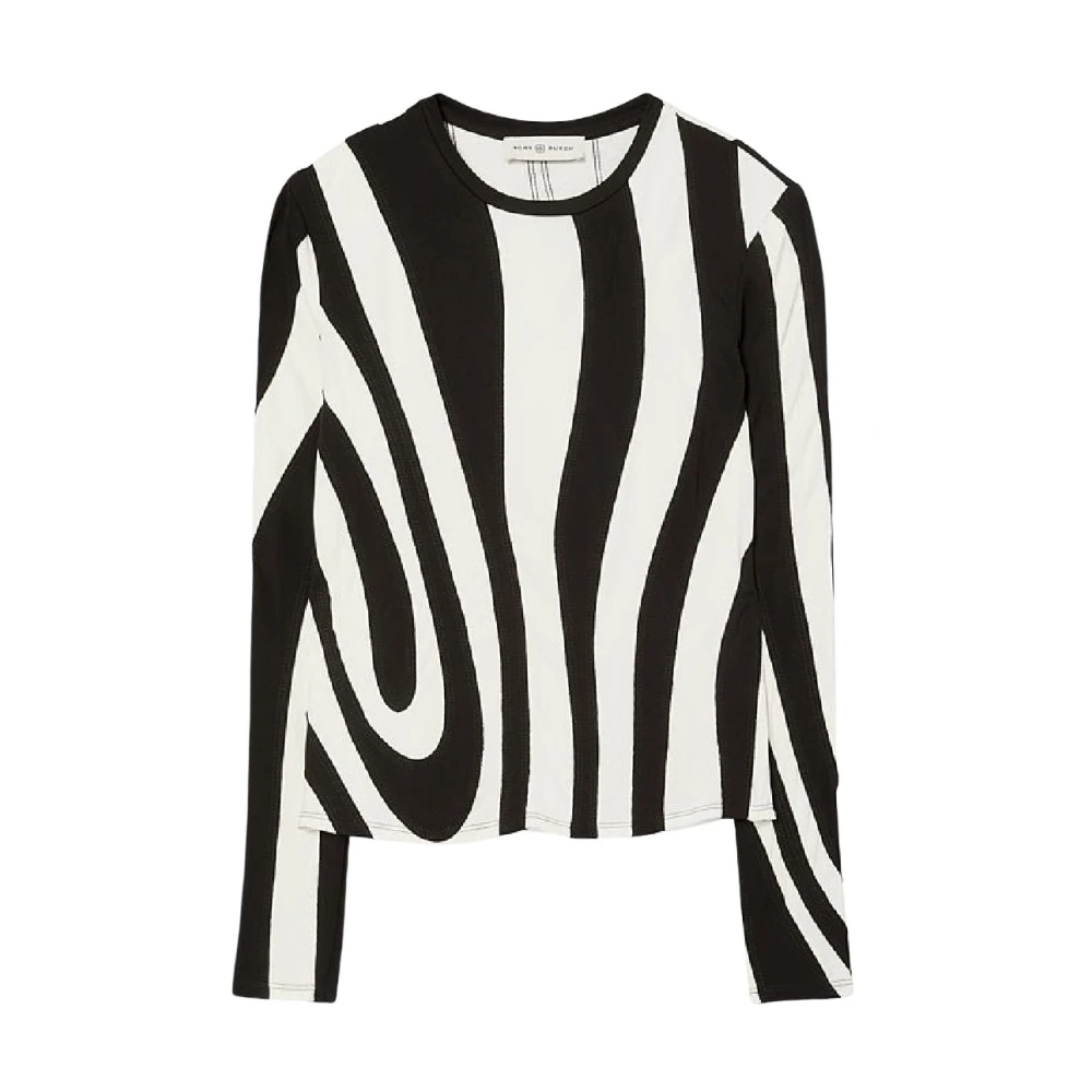 TORY BURCH Gestreepte Damesblouse Black Dames