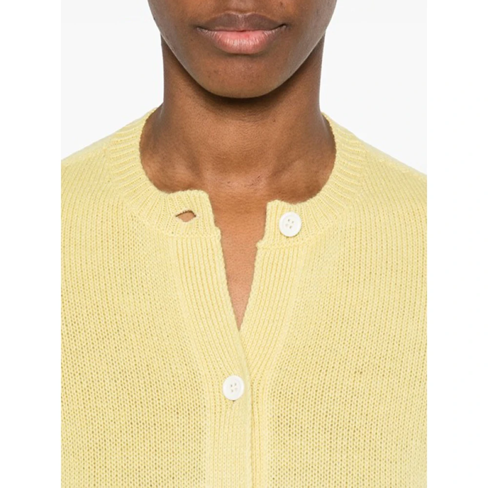 Fabiana Filippi Gele Geknoopte Vest met Ronde Hals Yellow Dames