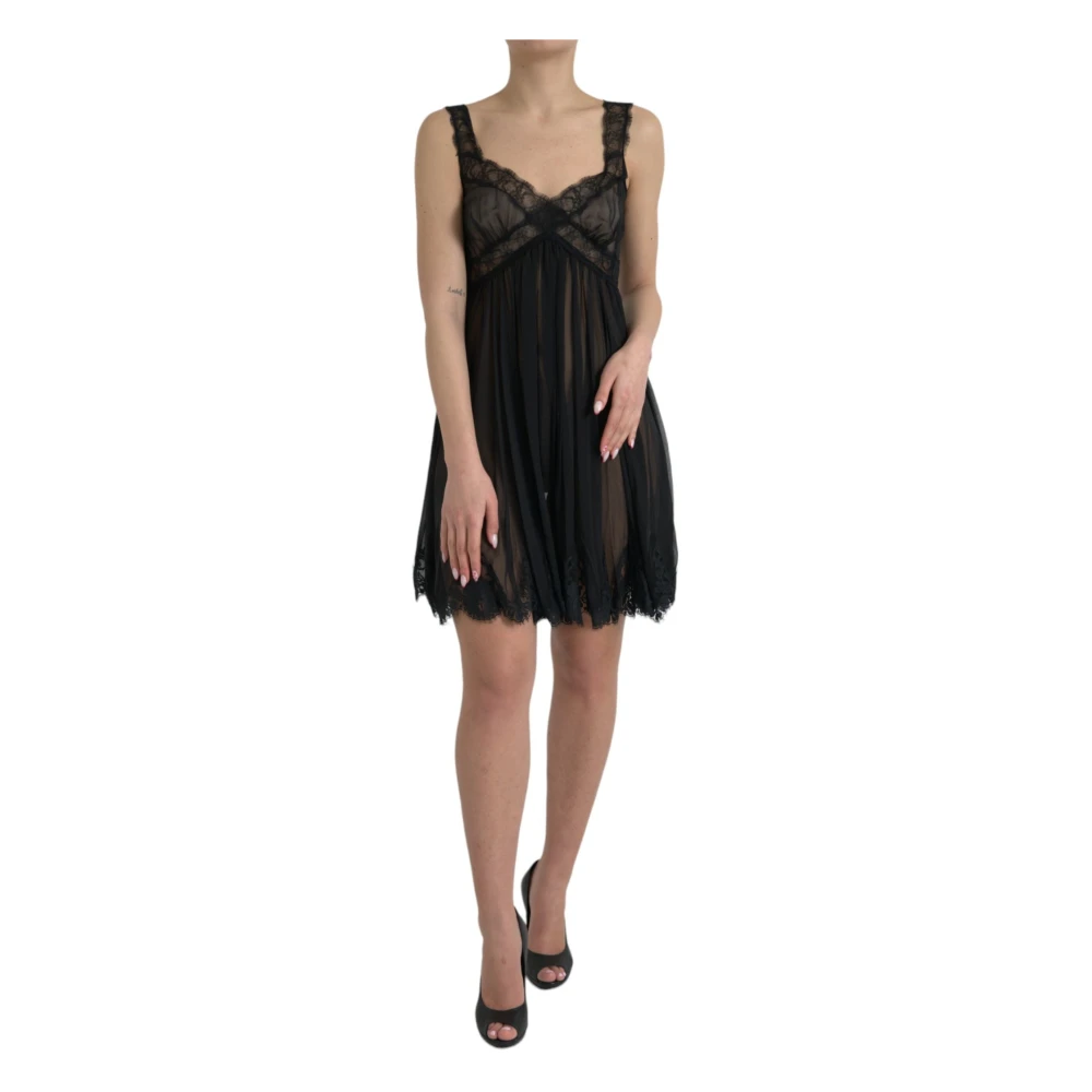 Dolce & Gabbana Women's Black Elegant Lace Mini Dress - Short Dresses - S - Dresses
