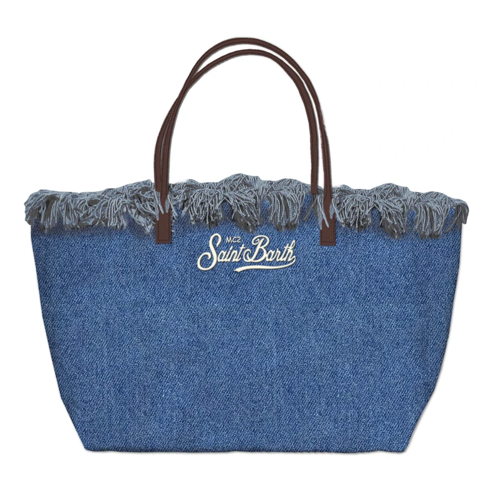 Mc2 Saint Barth Women's Blue City Bag Mid Fringe - Shopping Bags - One Size - Bags