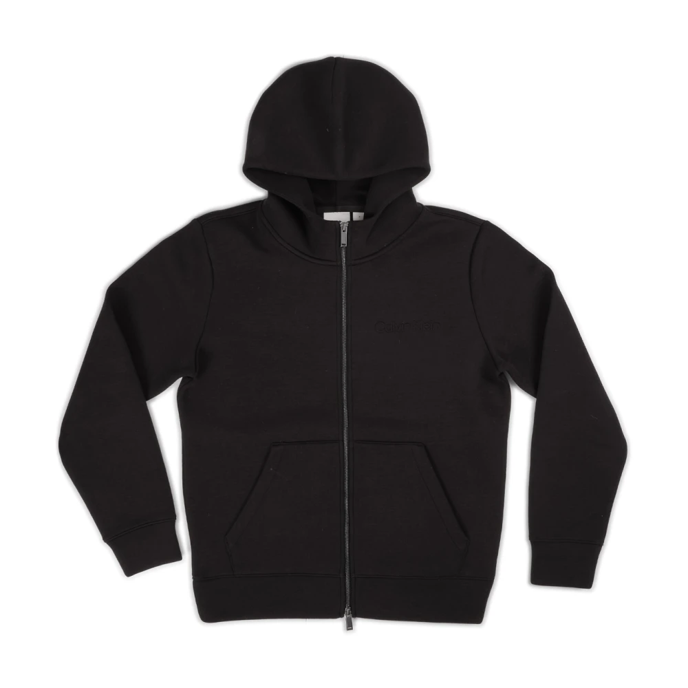 Calvin Klein Men's Black Hoodies With Soft Touch Hood - Zip-Throughs - M - Sweatshirts & Hoodies