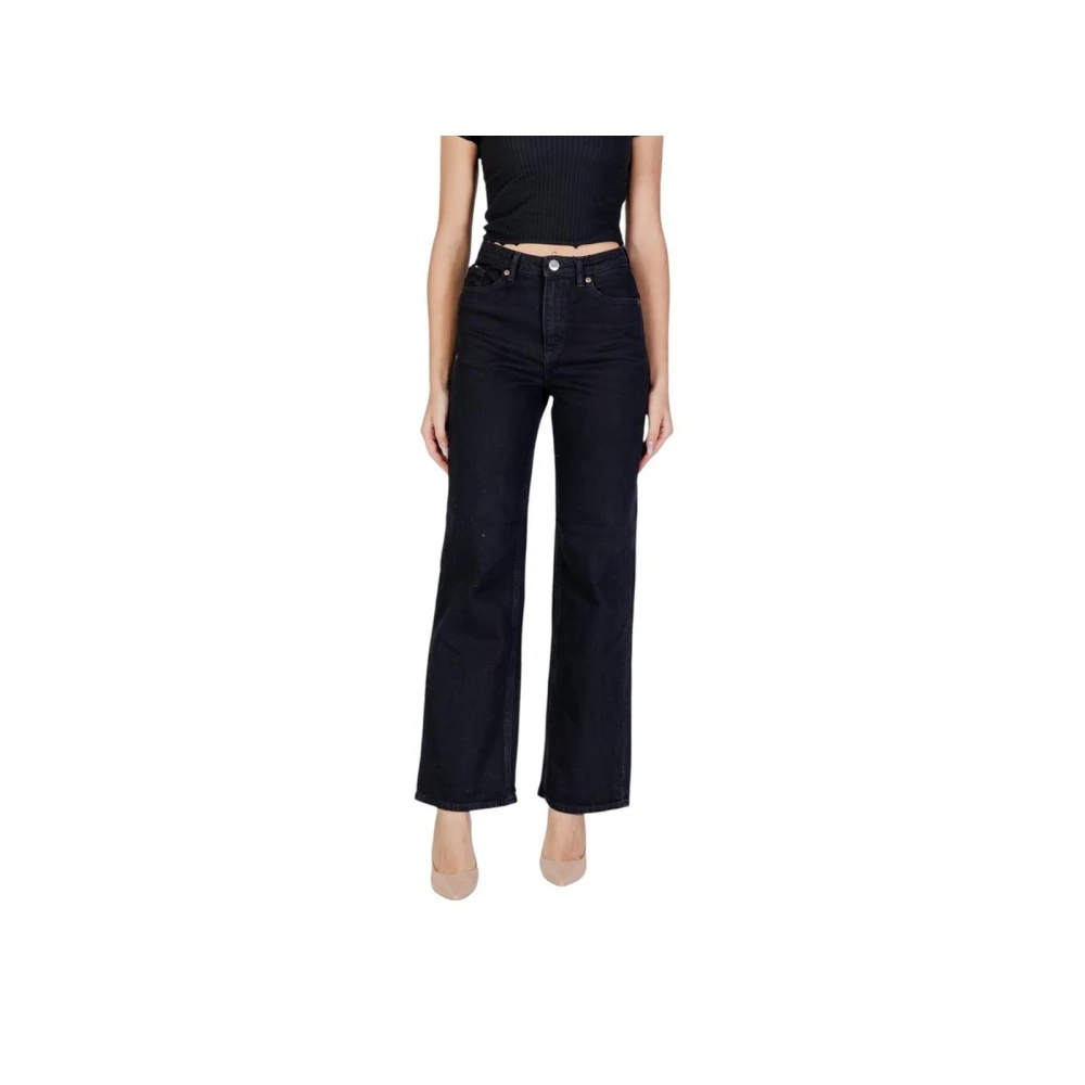 Vero Moda Women's Black Wide Jeans, W28 L32, High Waist Straight Jeans