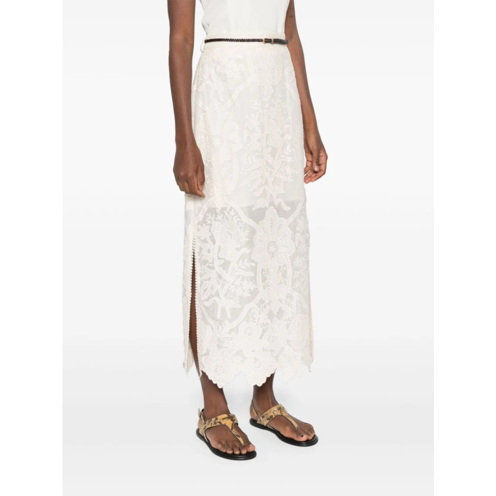 Zimmermann Bloemen Jacquard Hoge Taille Rok Beige Dames