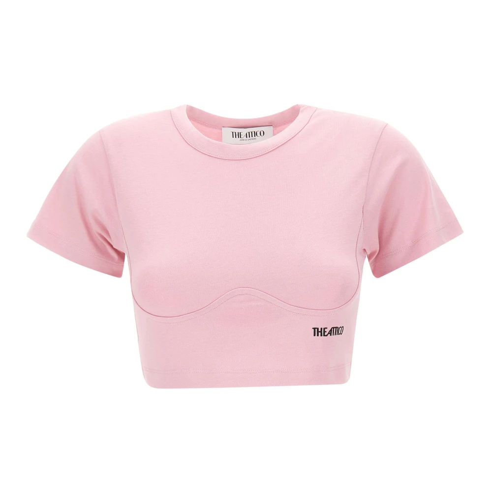 The Attico Pink Cropped T-Shirt - Female - T-Shirts - S - Tops