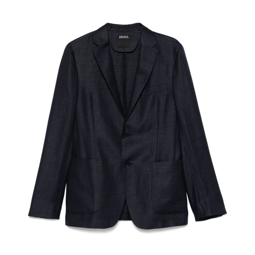 Ermenegildo Zegna Navy Blauwe Knoopjas Black Heren