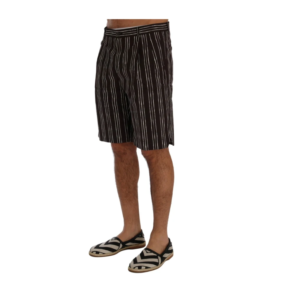 Dolce & Gabbana Gestreepte Hennep Casual Shorts Brown Heren