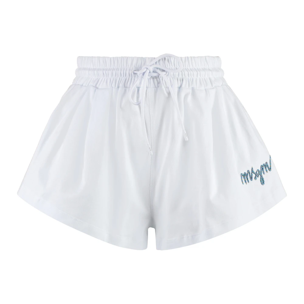 Msgm Katoenen shorts met trekkoordtaille White Dames