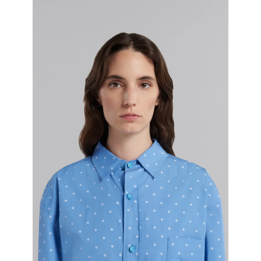 Marni Overhemd met micro polka dots Blue Dames