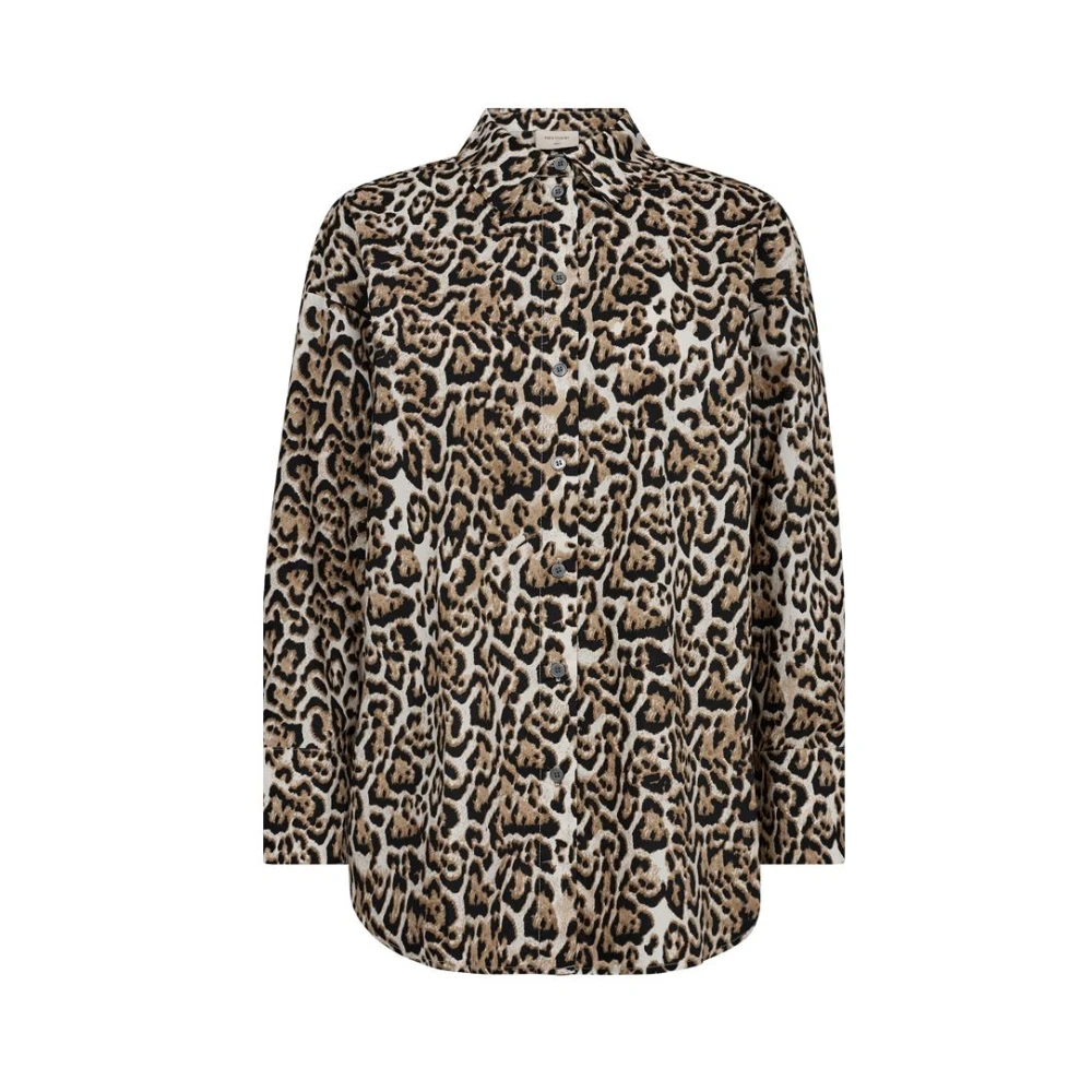 Freequent Luipaardprint Blouse in Zilver Mink Brown Dames