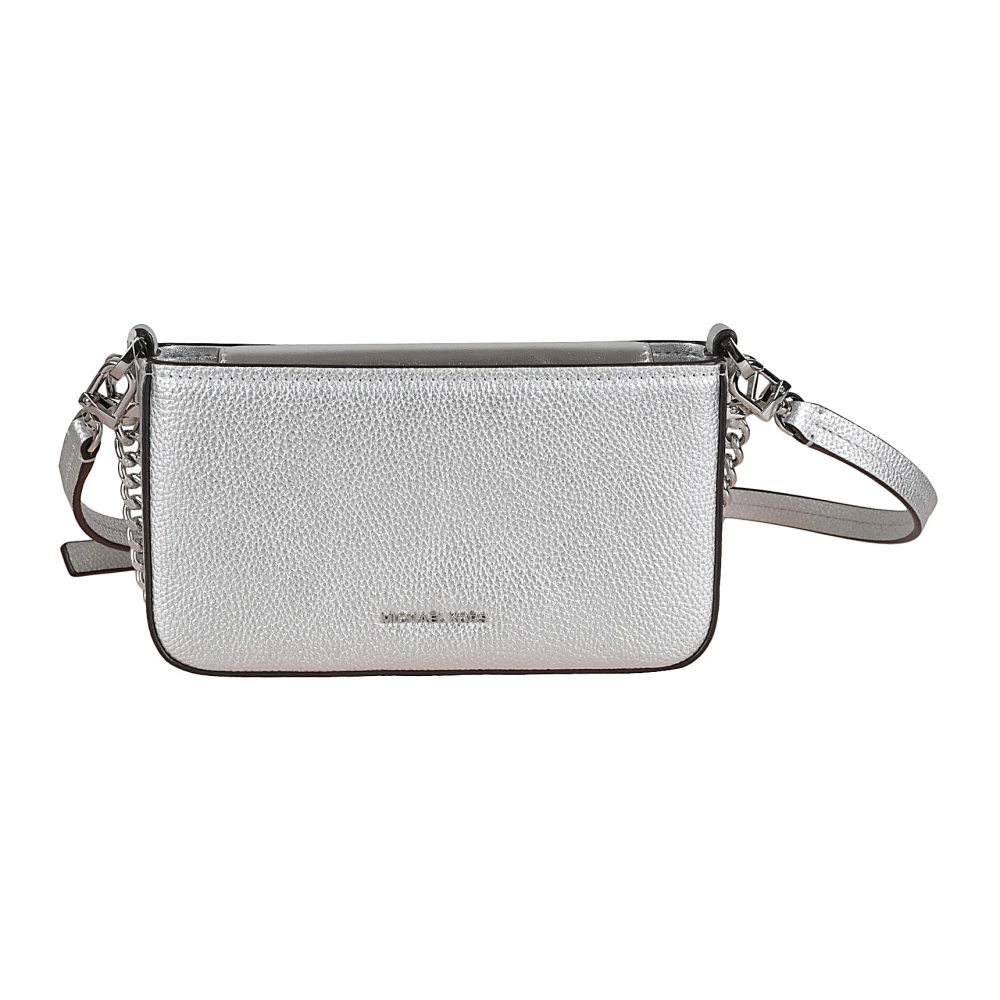 Michael Kors Zilveren Gehamerd Leren Crossbody Tas Gray Dames