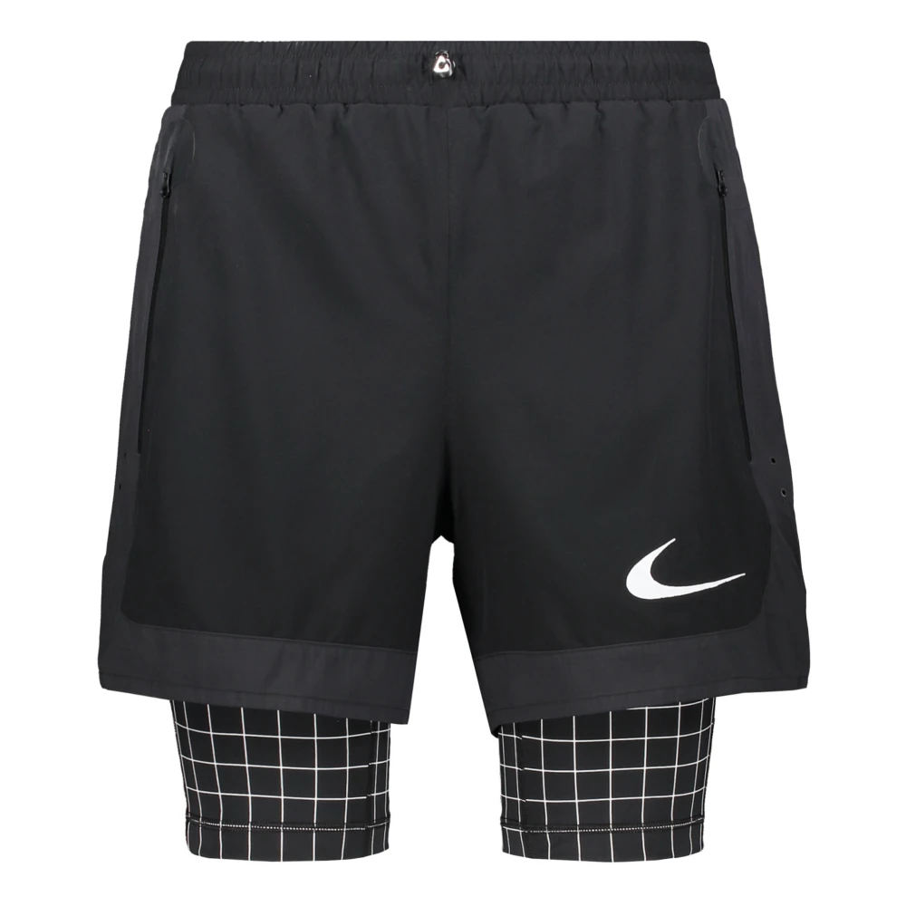 Off White Nylon Bermuda Shorts met Logo Print Black Heren