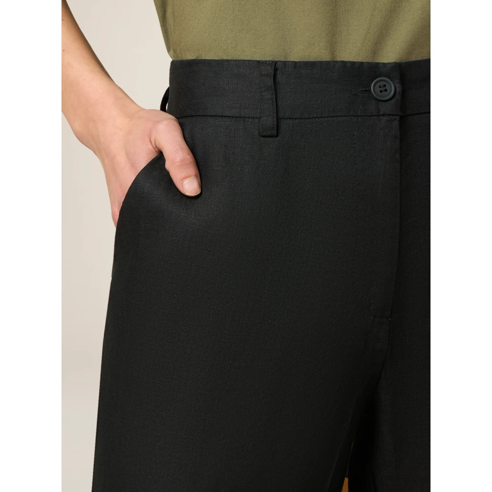 Oltre Linnen Broek met Plooi Black Dames