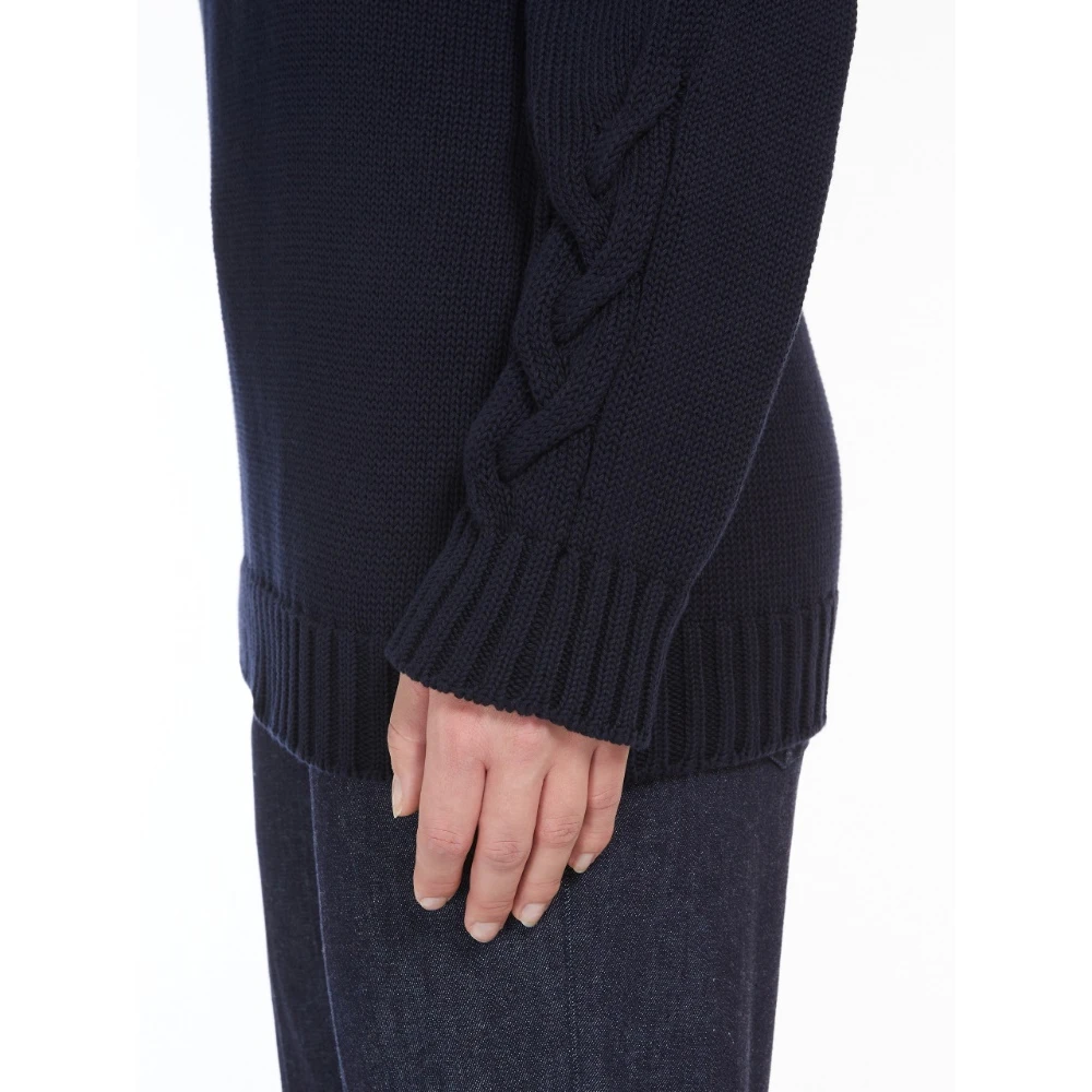 Max Mara Blauwe Gebreide Trui met Vlechtdetail Blue Dames