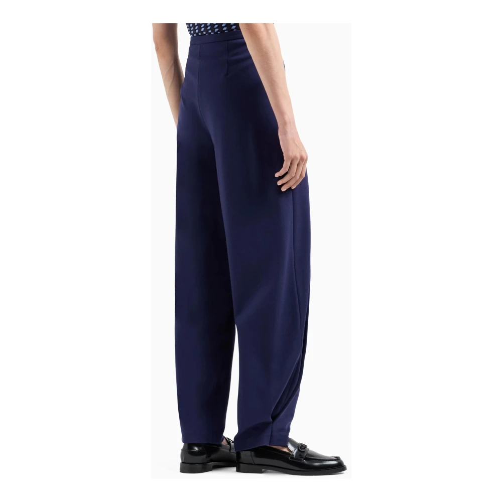Emporio Armani Milano Ritsbroek Zijzakken Vaste Plooi Blue Dames