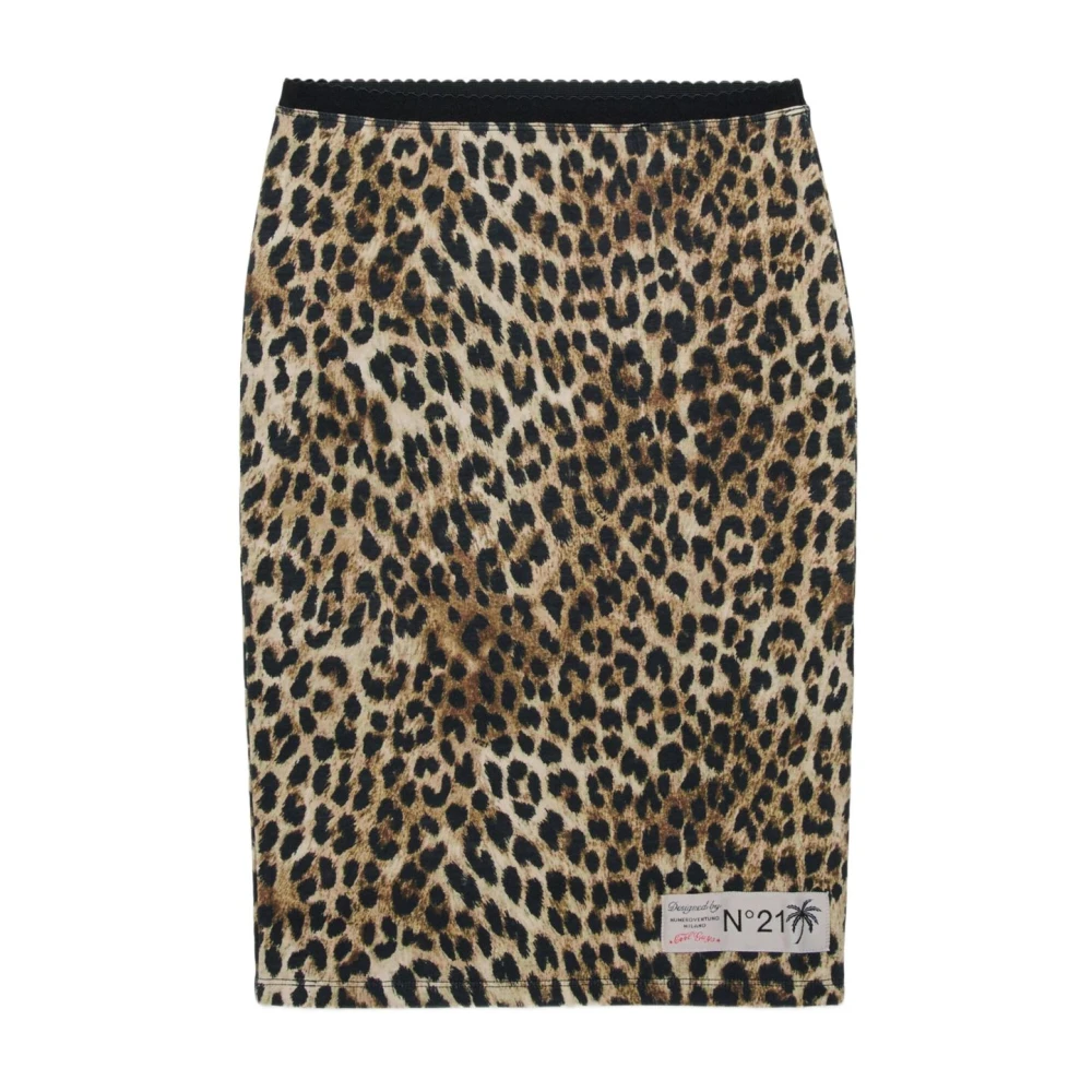 N21 Brown Animal-Print Logo Midi Skirt - Female - Kids Skirts - 12 Y - Kids