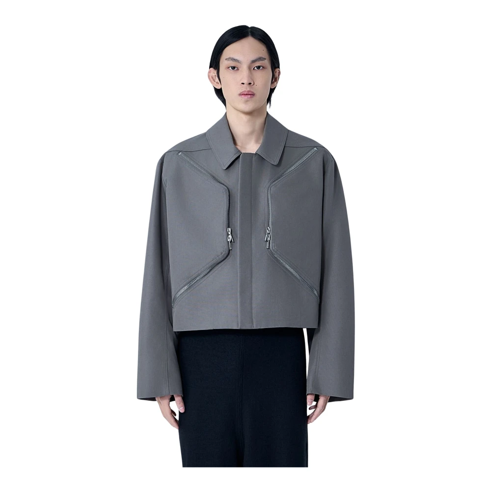 Rick Owens Gray Light Jackets, Male, S, Heizer Mac Jacket
