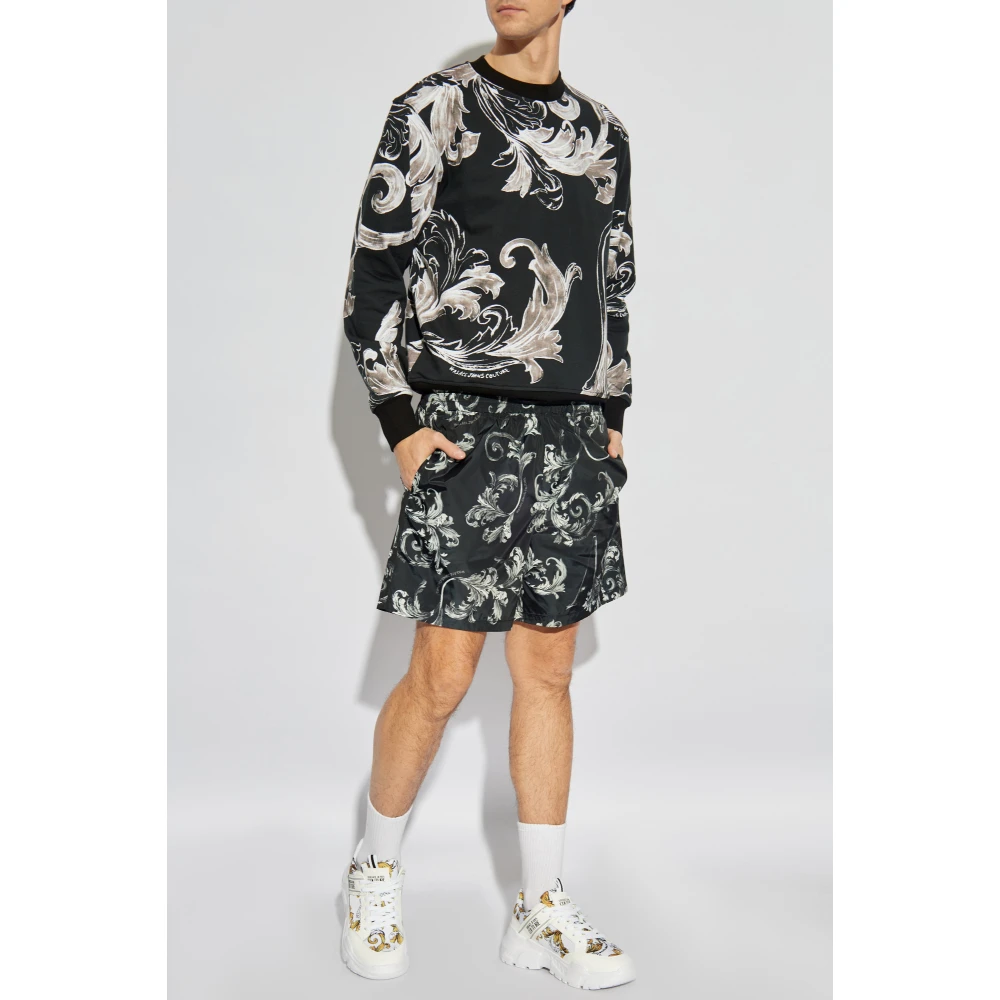 Versace Jeans Couture Sweatshirt met Outline Barocco print Black Heren