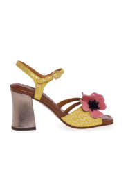 Sandal in suede with flower