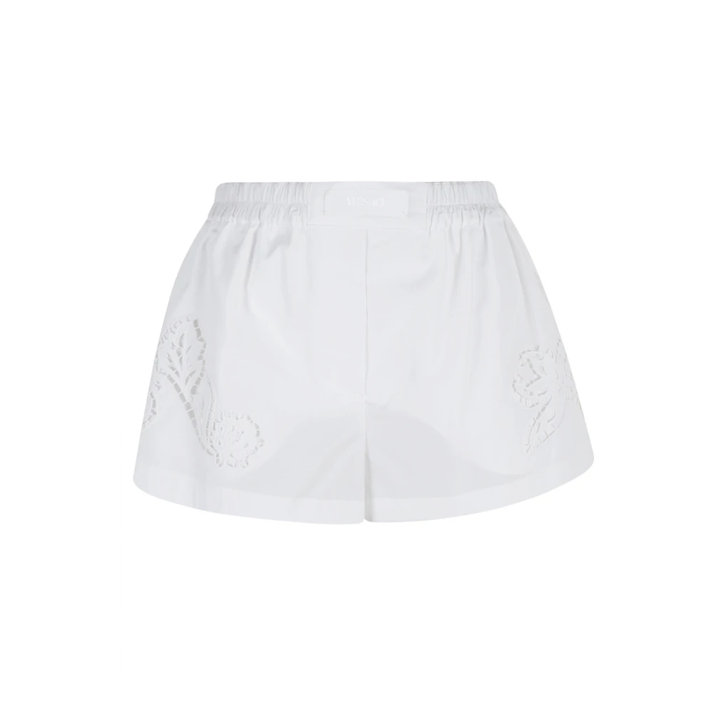 Versace Barok Geborduurde Katoenen Poplin Shorts White Dames