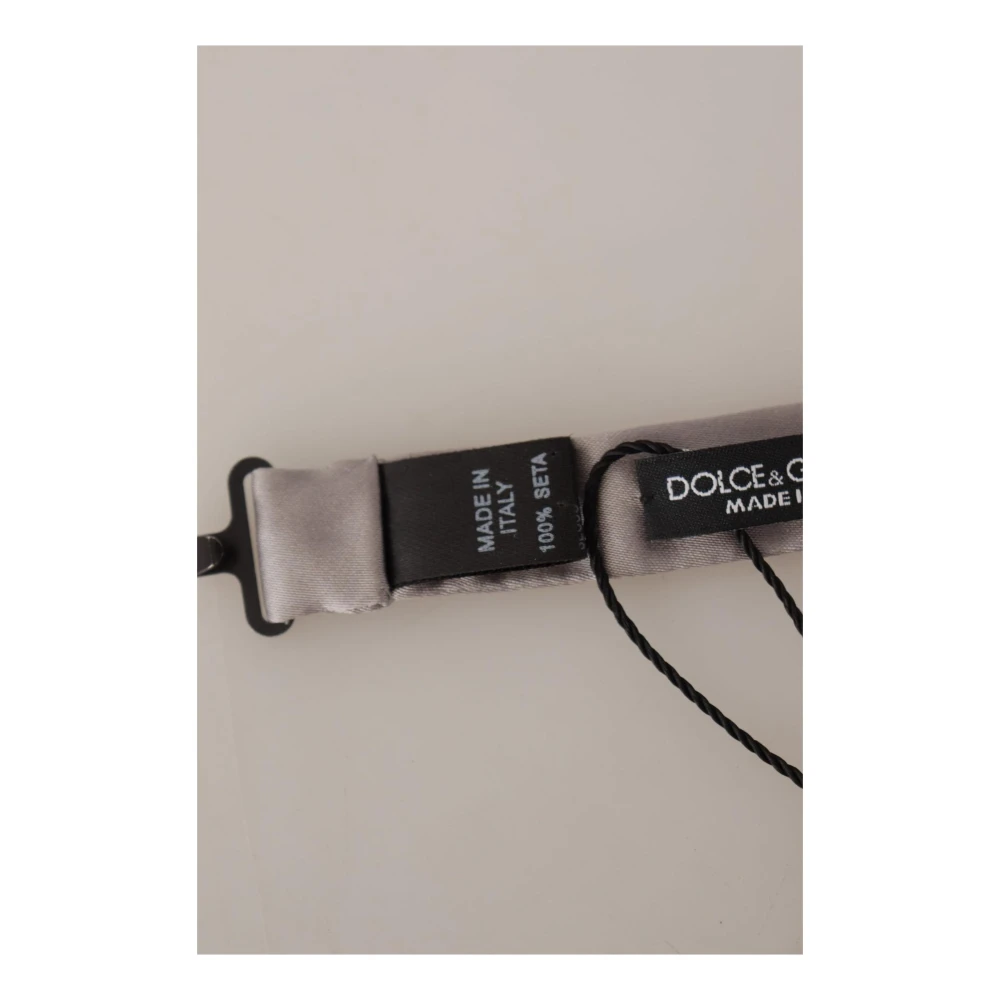 Dolce & Gabbana Zilveren Zijden Verstelbare Hals Papillon Stropdas Gray Heren