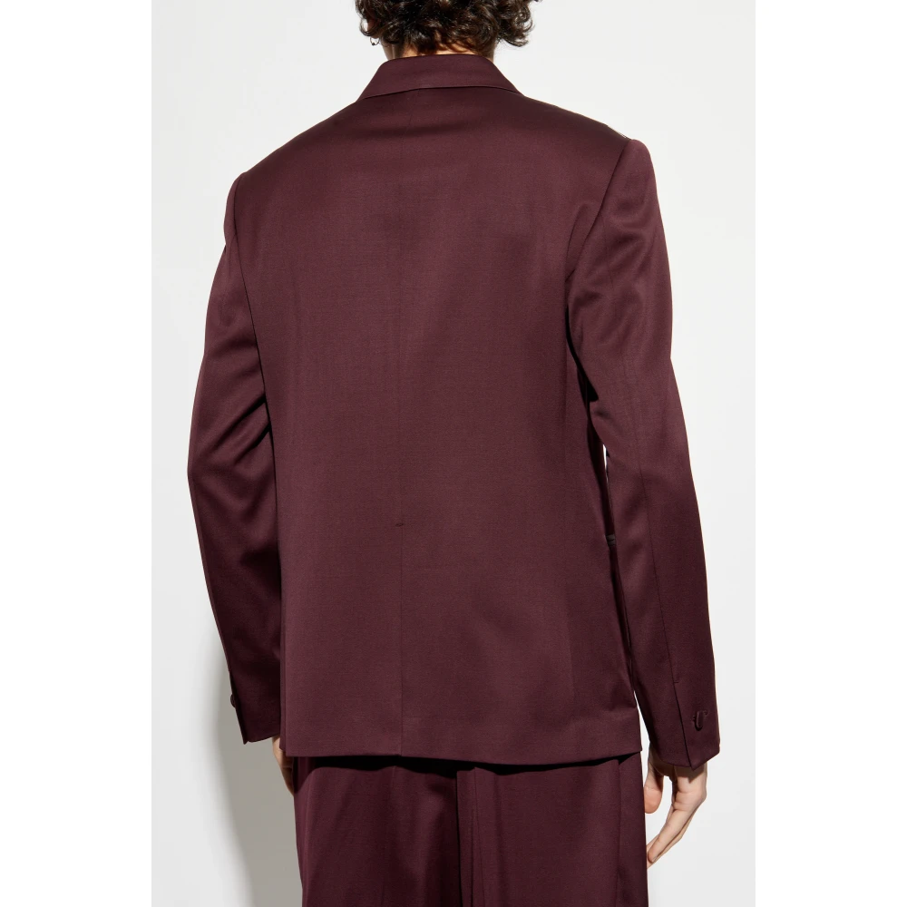 Versace Wollen blazer met gesloten revers Red Heren