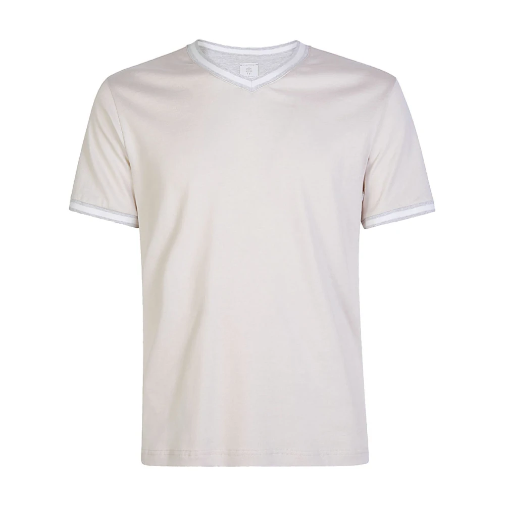 Eleventy V-hals Katoenen Jersey T-shirt Beige Heren