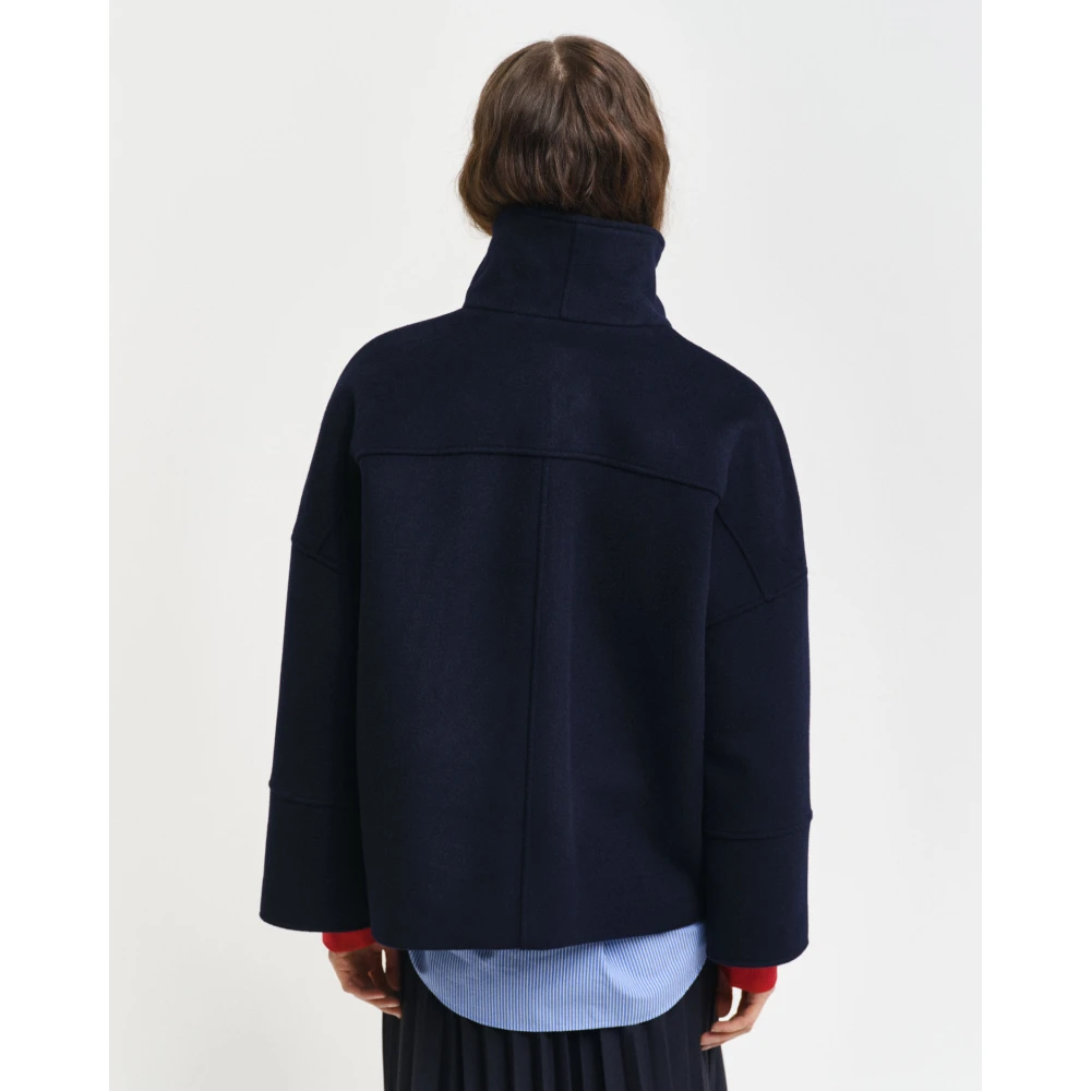 Gant Blauwe Korte Wollen Jas Buitenkleding Blue Dames