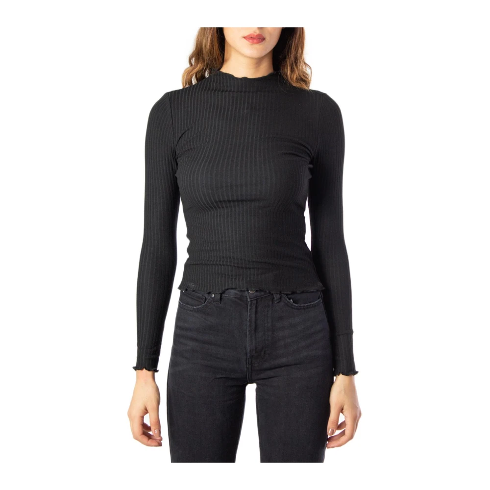 Only Women's Black T-Shirt Emma Manches Longues Col Montant - Image 3