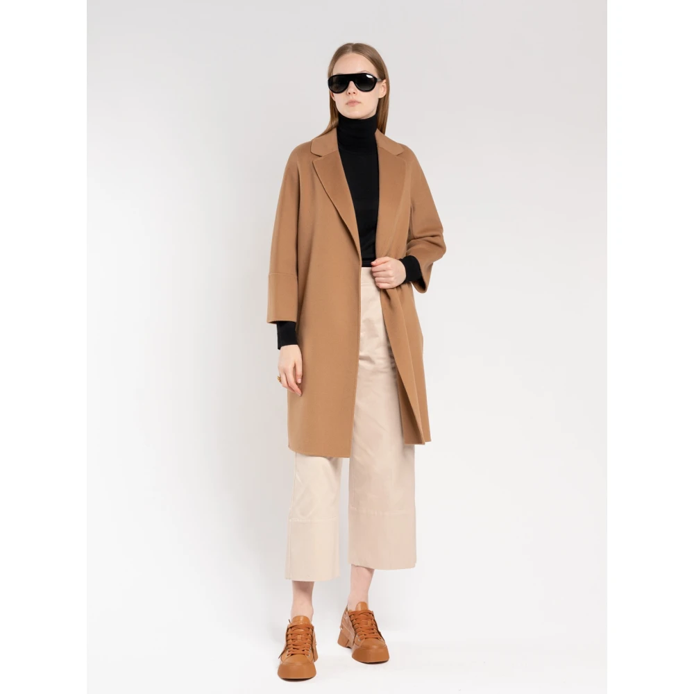 Max Mara Dubbele wollen jas met kimonomouwen Beige Dames