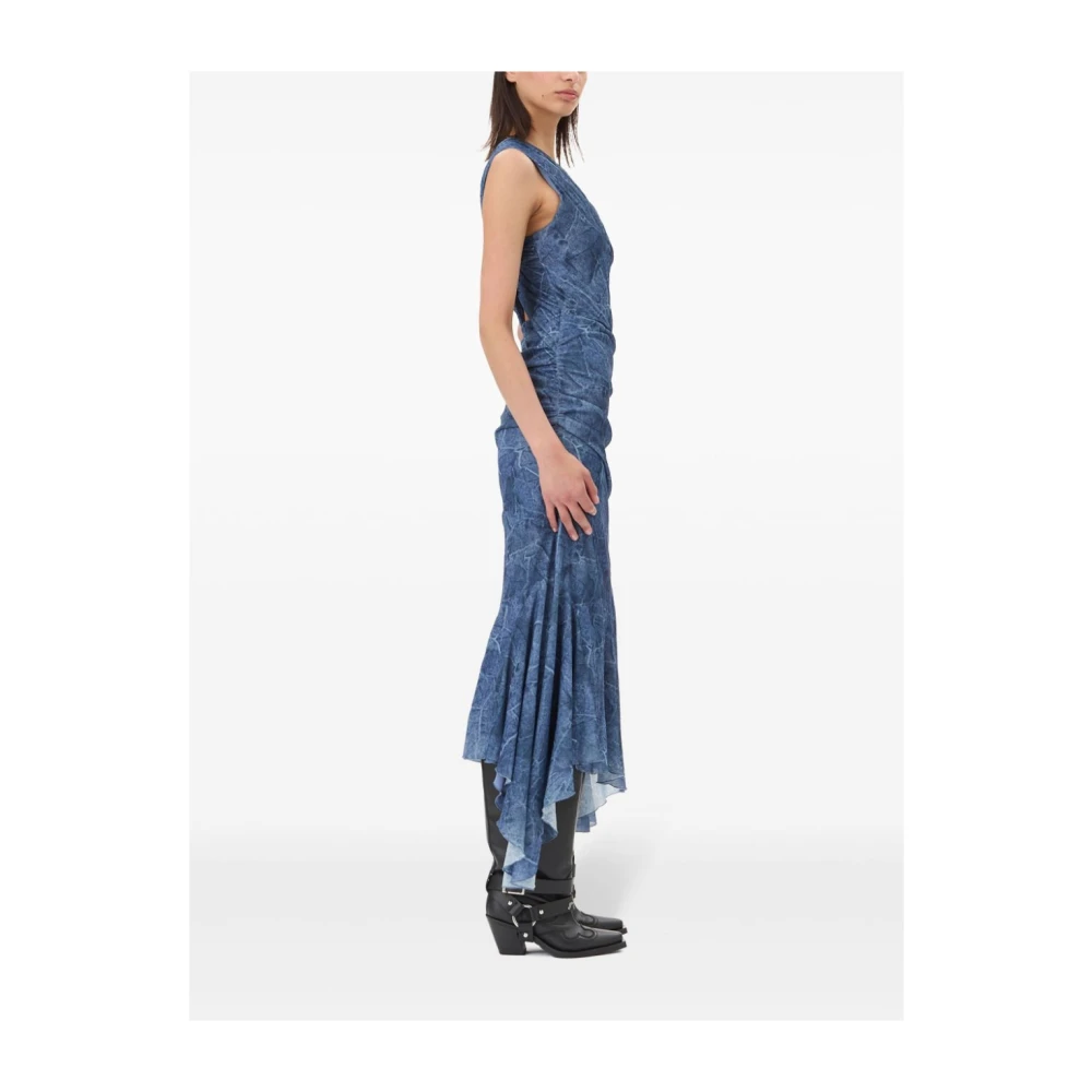 Ganni Midi Jurk in Marl Stijl Blue Dames